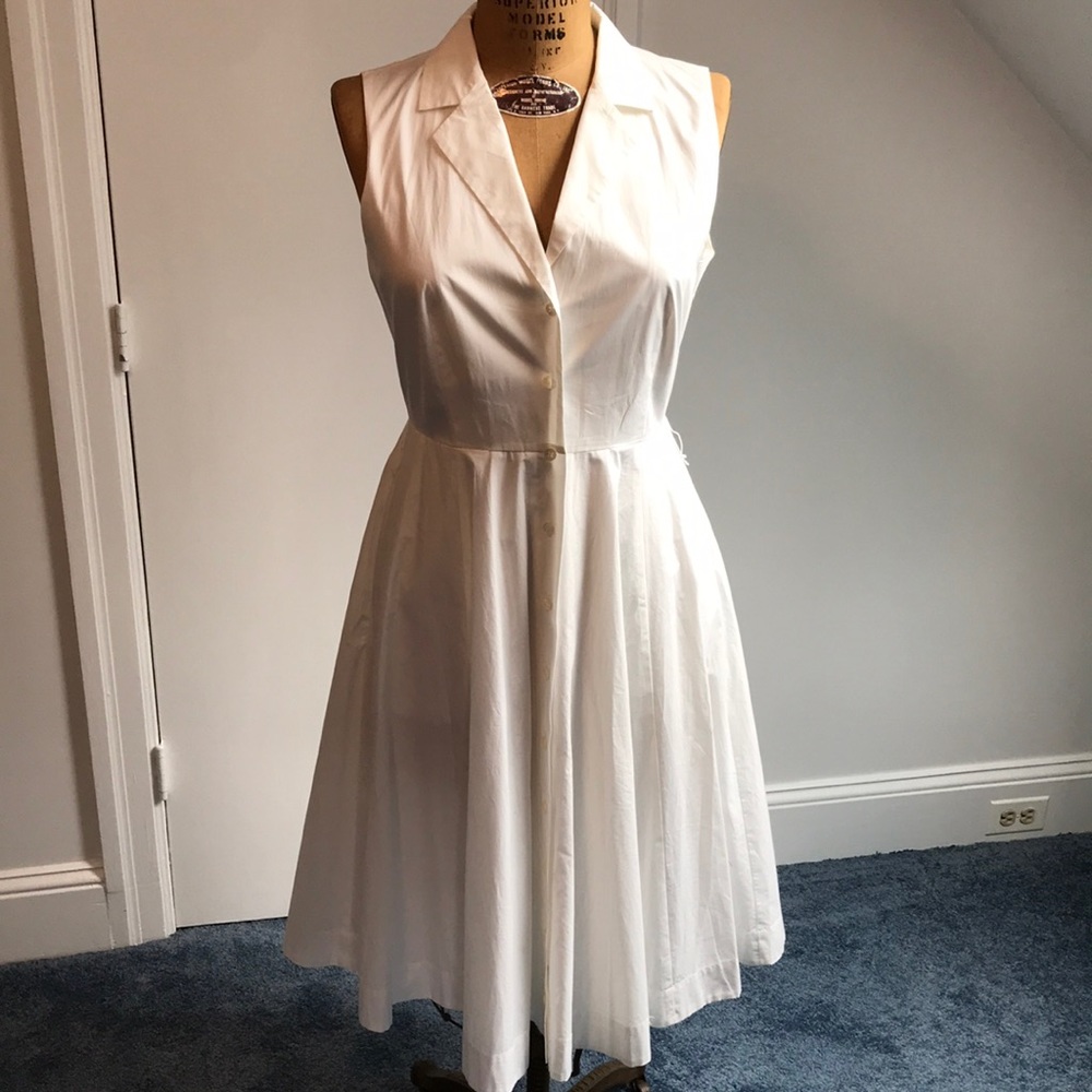 J. Crew White Button Down Sleeveless Dress 👗